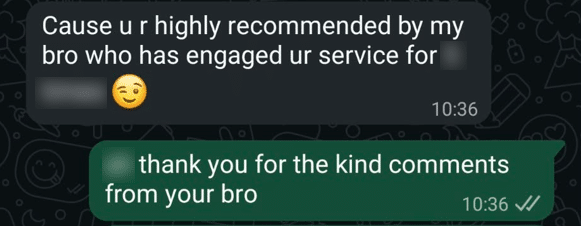 Customer testimonial